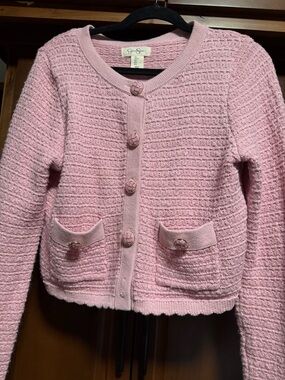 Jessica Simpson Pink Textured Knit Cardigan